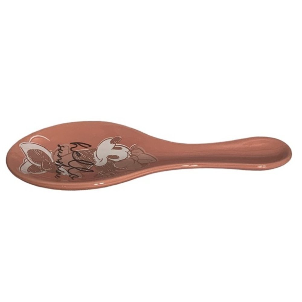 Disney Minnie Mouse Spoon Rest Ceramic Hello Sunshine NWT Mid Century Pink Coral - Picture 4 of 15